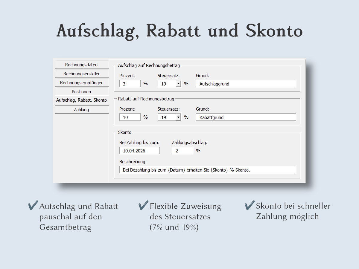 Aufschlag, Rabatt und Skonto