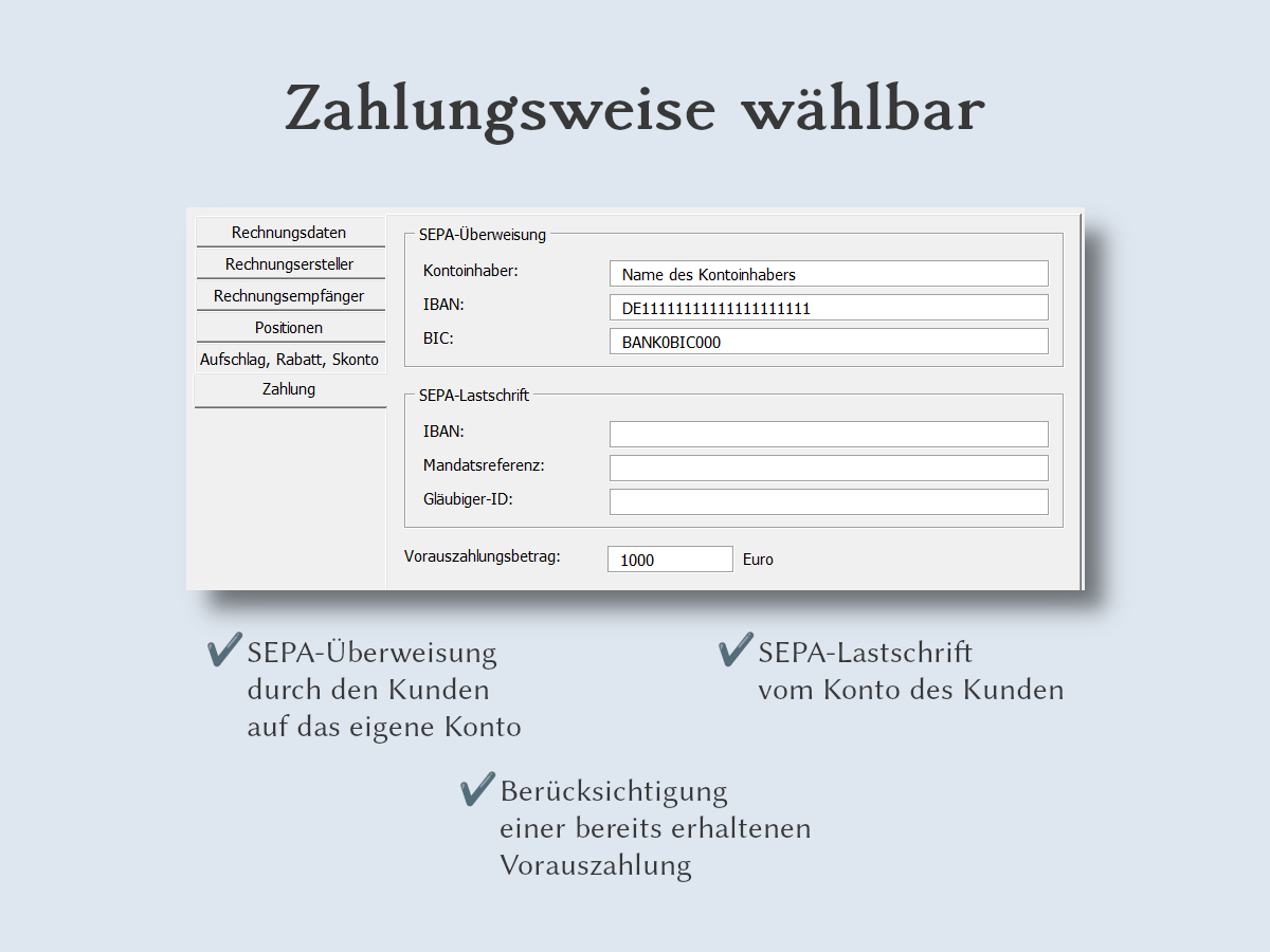 Zahlungsweise wählbar