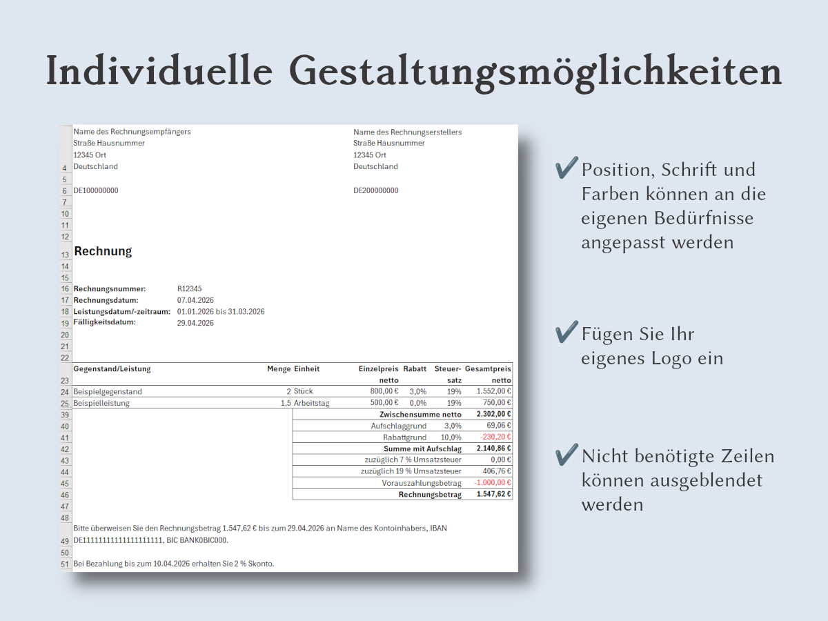 Individuelle Gestaltungsmöglichkeiten