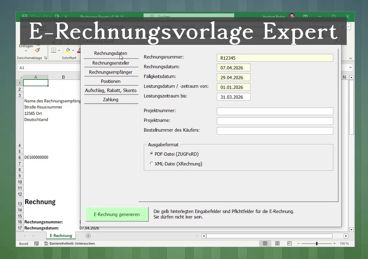 E-Rechnung Vorlage Expert Video