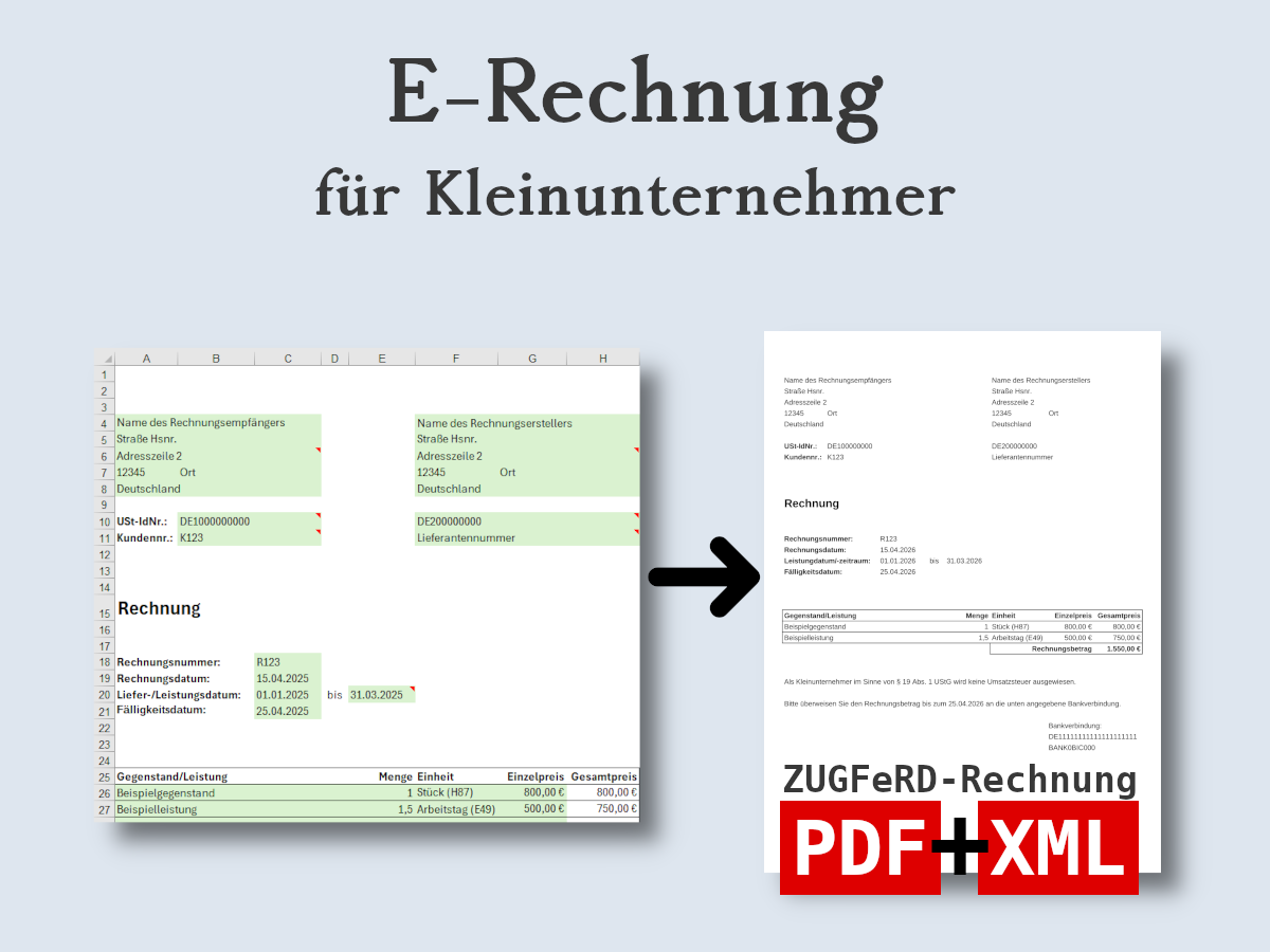 E-Rechnungsvorlage für Kleinunternehmer