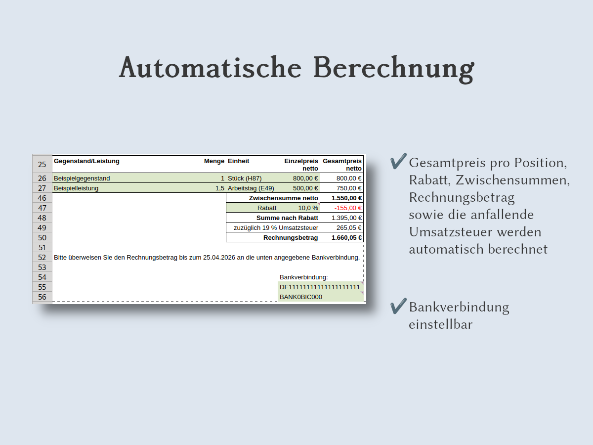 Automatische Berechnung