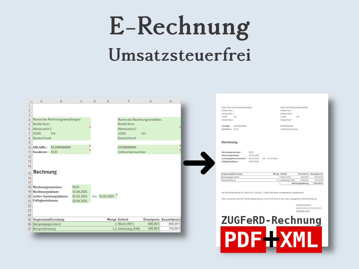 E-Rechnung Vorlage Umsatzsteuerfrei