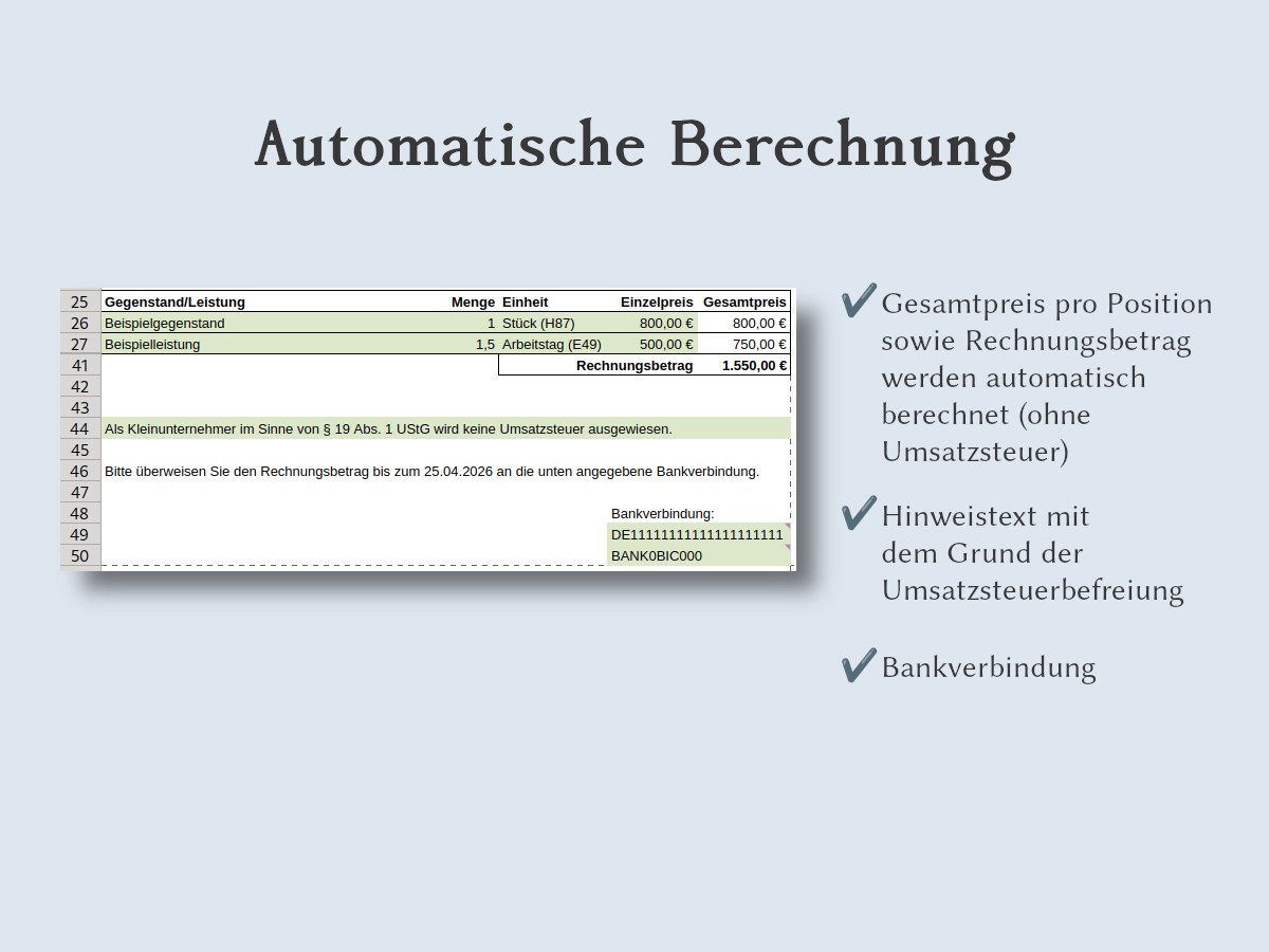 Automatische Berechnung
